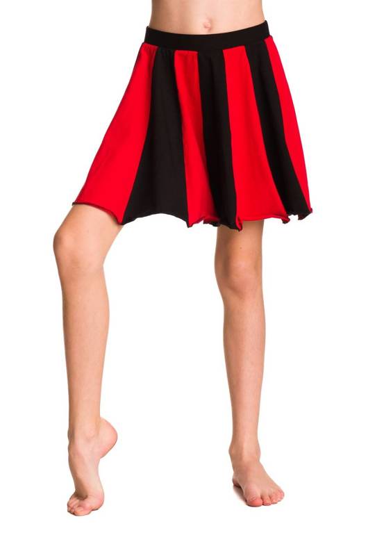 Medvilninis platėjantis sijonas mergaitėms ECO-LINE juodos ir raudonos spalvos