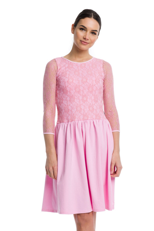 Platėjanti nėriniuota suknelė - rožinė