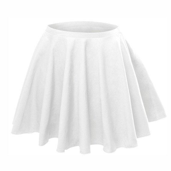 Platėjantis apskritas sijonas - baltas