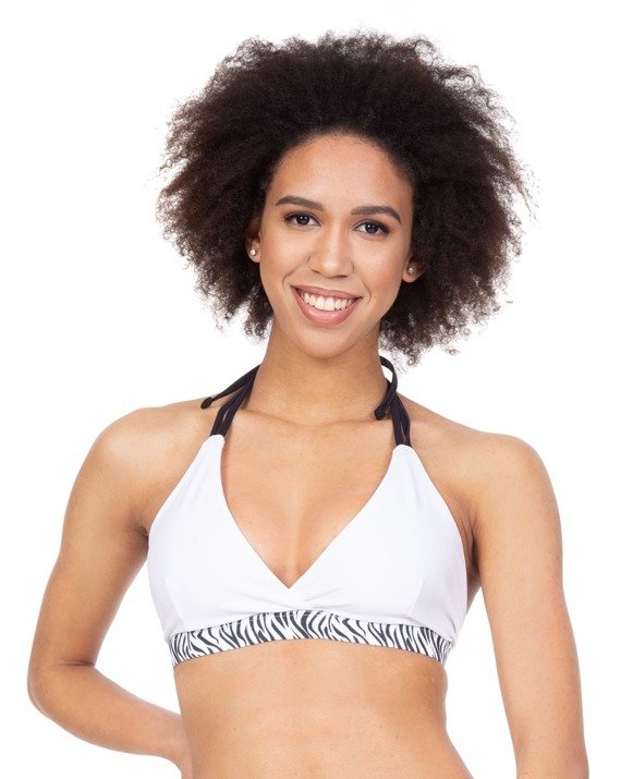 Costum de baie BIKINI top - ZEBRA alb