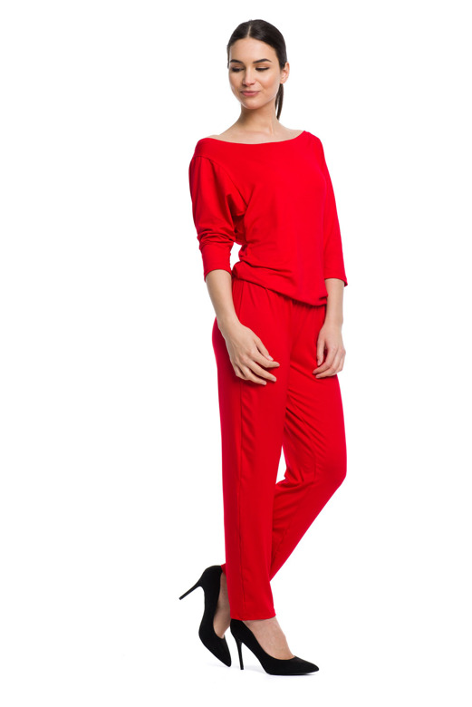 Costum pantalon de damă - roșu