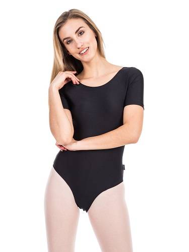 Body de entrenamiento de gimnasia con mangas cortas lycra L100K negro