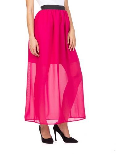 Falda MAXI de gasa - fucsia