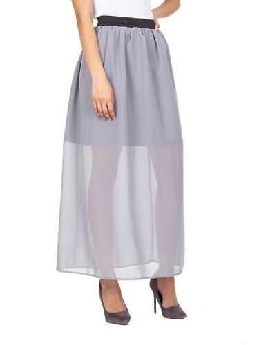 Falda MAXI de gasa - gris