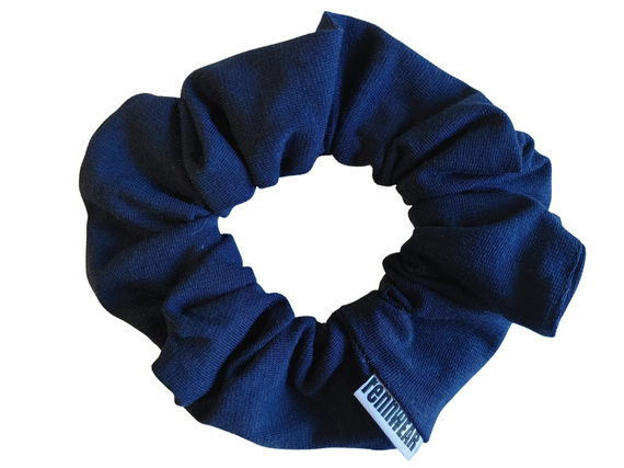 Elástico de tela tipo Sprunchie en algodón color azul marino.